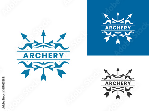 Elegant Retro Archery with Cross arrows logo design vector. Vintage Archery logo design icon
