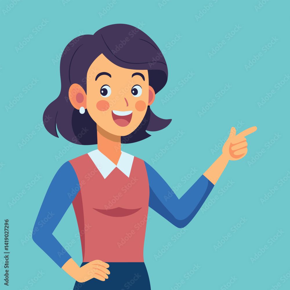 Happy stylist young woman pointing at copy space
Happy stylist young woman pointing at copy space