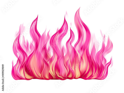 Pink Flames Abstract Art: A Digital Painting of Fiery Hues and Delicate Curves