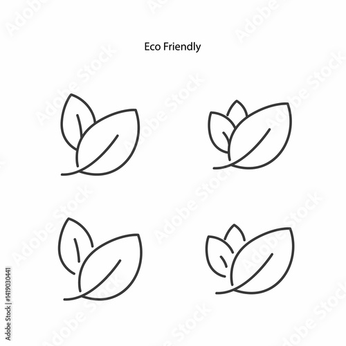 Eco friendly icon or ecology icon with leaf symbol on white background.
