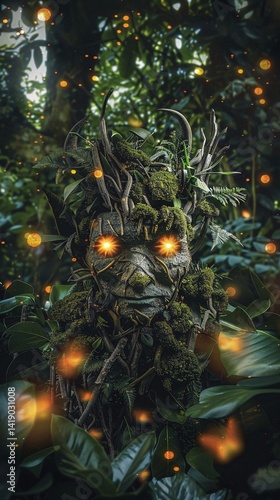 Glowing Forest Spirit, Mystical Creature, Lush Foliage, Fantasy Art, Game Design