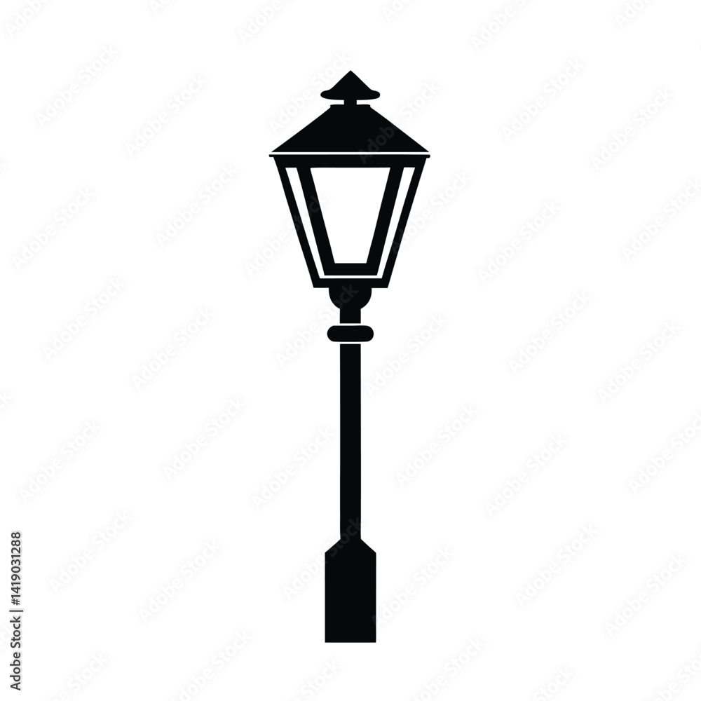 Street Lamp Stencil Icon Vector Illustration Street Lamp Stencil Icon Vector Illustration