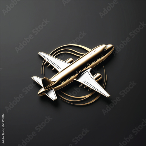 vintage biplane isolated on black background