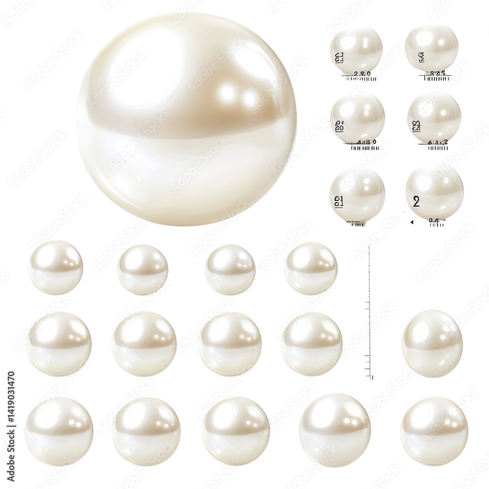 Pearl Size Comparison Chart 2... on a transparent background Pearl Size Comparison Chart 2... on a transparent background