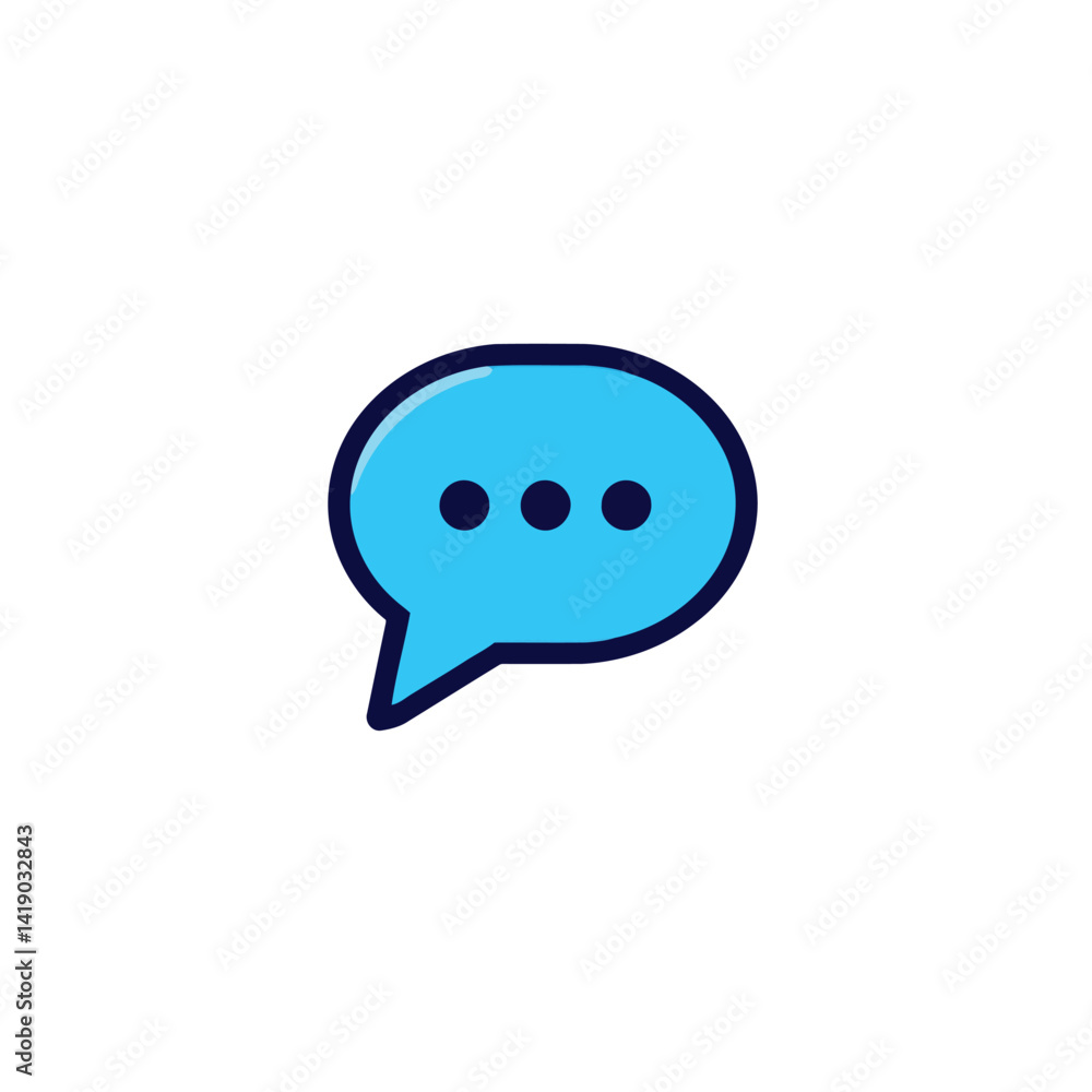 Minimalist logo in flat vector style. A sky-blue chat icon with a bold black outline, rendered using geometric shapes and clean lines. Perfectly balanced and centered on a white background Minimalist logo in flat vector style. A sky-blue chat icon with a bold black outline, rendered using geometric shapes and clean lines. Perfectly balanced and centered on a white background