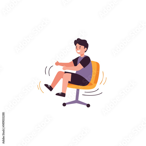 Spinning Office Chair Fun: Man Enjoying a Whirlwind Ride