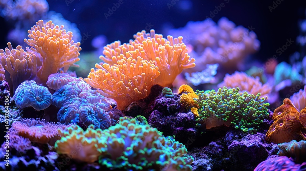 Fototapeta premium Vibrant coral reef in aquarium exhibit