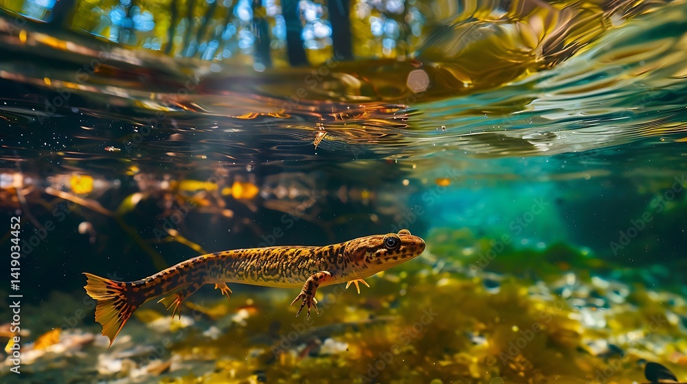 Colorful Freshwater Fish Swimming Gracefully Underwater in Clear Natural Habitat