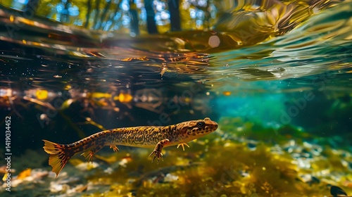 Colorful Freshwater Fish Swimming Gracefully Underwater in Clear Natural Habitat