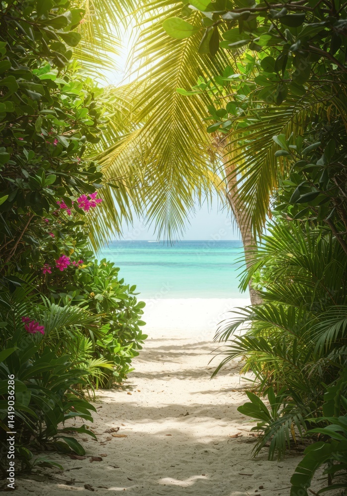 Lush Tropical Path to Sunny Beach Lush Tropical Path to Sunny Beach
