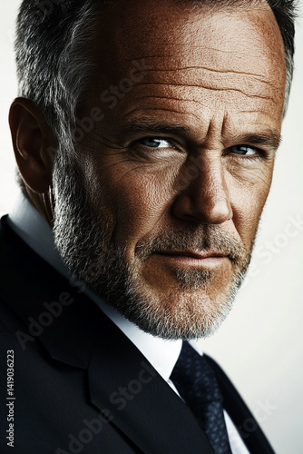 Business man on white background, Business man smiling close-up