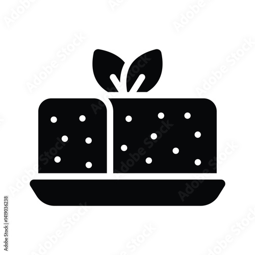 Ready to use glyph style icon of cheesecake serving