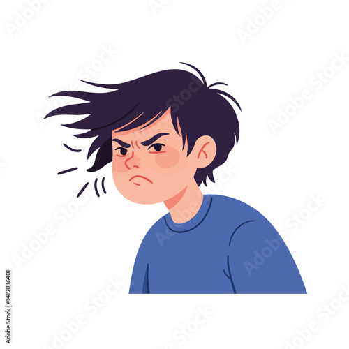 Angry Young Man with Furious Expression

