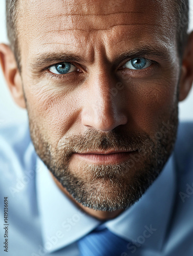 Business man on white background, Business man smiling close-up