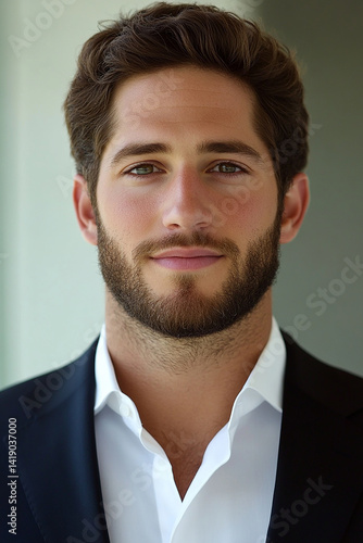 Business man on white background, Business man smiling close-up