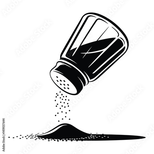Salt Shaker Silhouette, Vector, Icon, Logo, White Background.