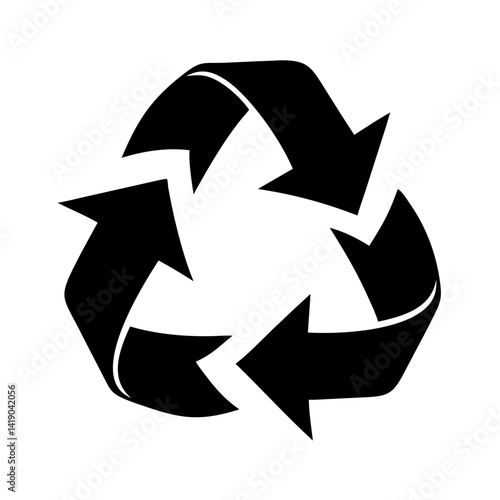 recycling symbol icon, recycling symbol silhouette vector illustration-simple silhouette illustration of recycling symbol, perfect for recycling symbol logos and icons