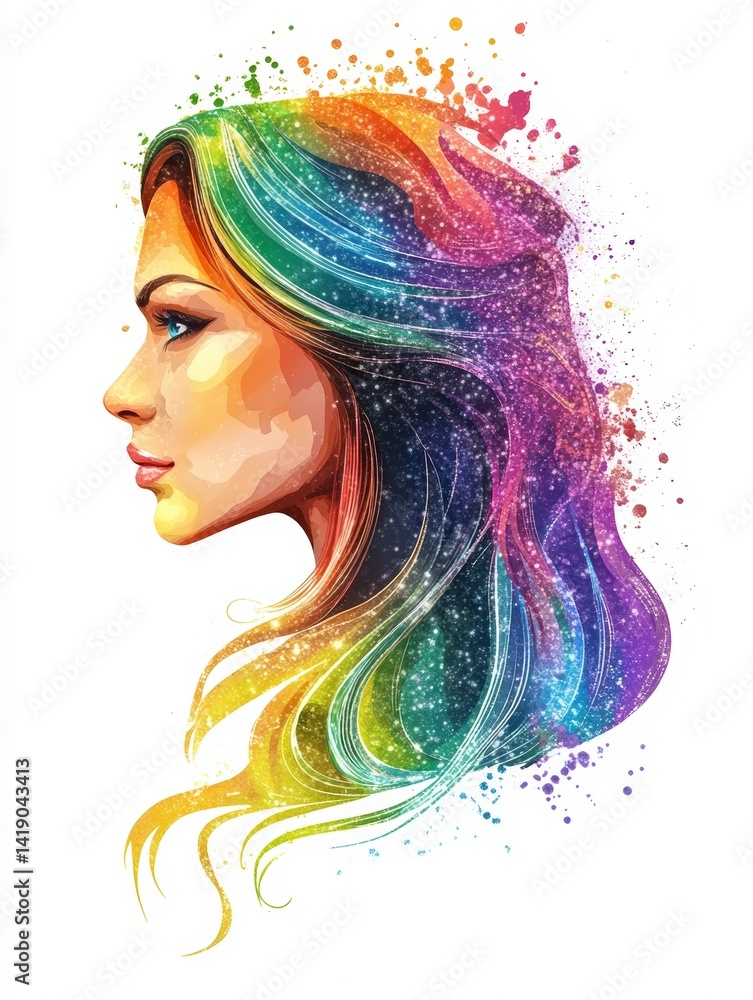 Vibrant Hair Flowing with Color and Sparkle Vibrant Hair Flowing with Color and Sparkle