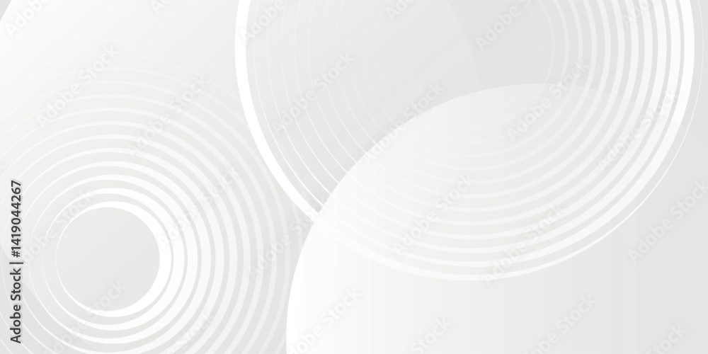 Fototapeta premium Abstract background with circles and halftone dots pattern. Grey and white backdrop