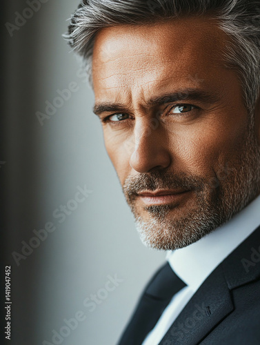 Business man on white background, Business man smiling close-up