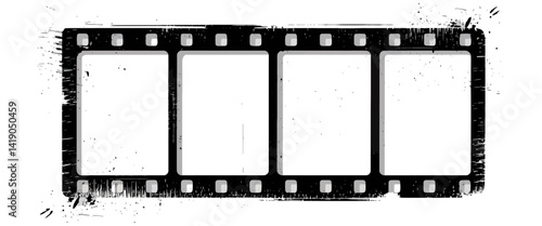 Vintage black film strip frame with 35mm photo reel design