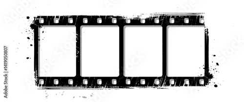Vintage black film strip frame with 35mm photo reel design