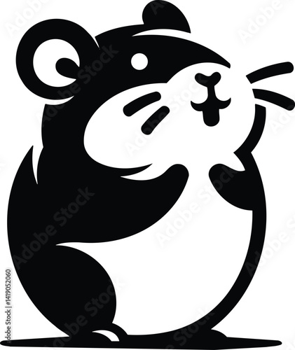 Playful hamster silhouette standing on hind legs