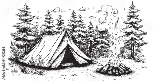 Obraz na płótnie A campsite with a tent illustration w salonie