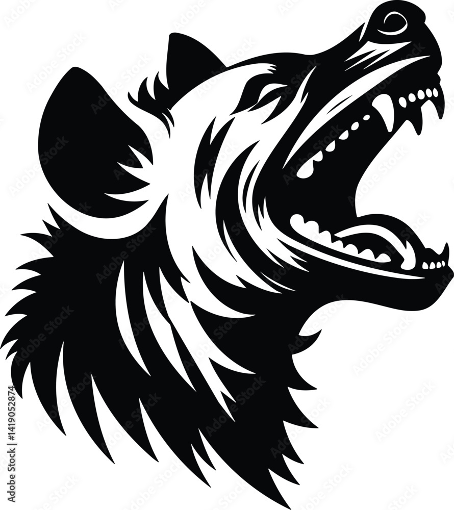 Fototapeta premium Laughing Hyena Silhouette with Open Mouth