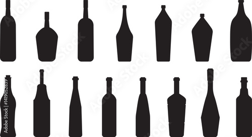 wine bottles set silhouette