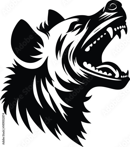 Laughing Hyena Silhouette with Open Mouth