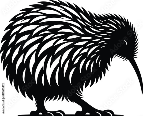 Kiwi Bird Silhouette in Motion Vector Symbol