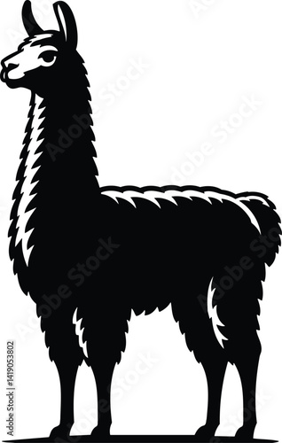 Llama Silhouette Standing Proudly with Head High