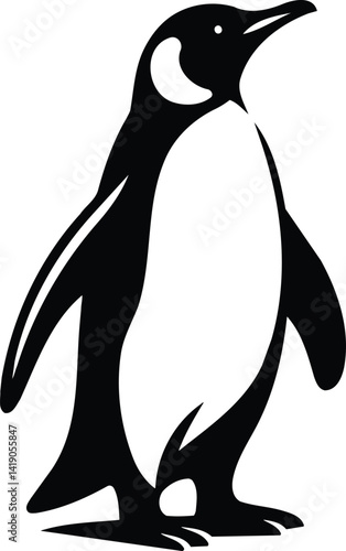 Penguin Silhouette Standing Proudly with Wings Outstretched