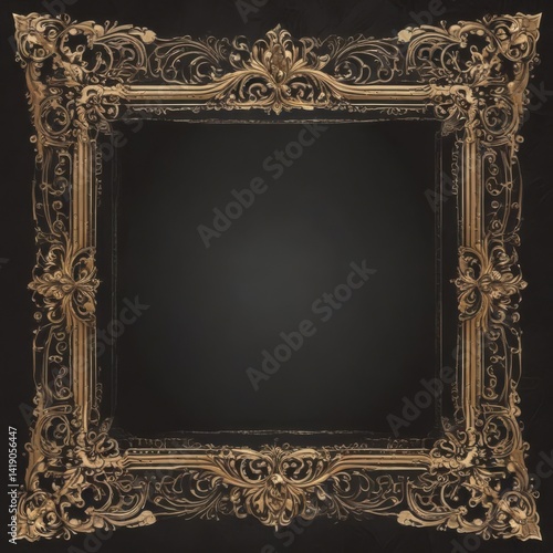 vintage gold frame, antique gold frame, gold frame on black