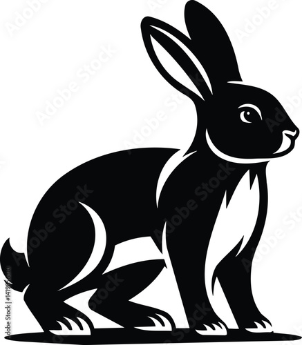 Rabbit silhouette standing alert with perked ears