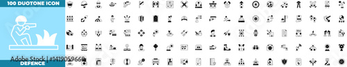 Defence Duotone Editable Icons set. Vector illustration in modern thin duotone style of defence icons: shield, protect, strong, etc