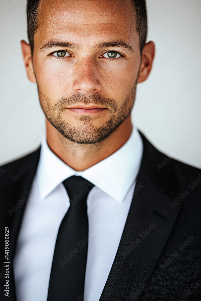 Business man on clean background, close up portrait of a smiling man in a suit Business man on clean background, close up portrait of a smiling man in a suit