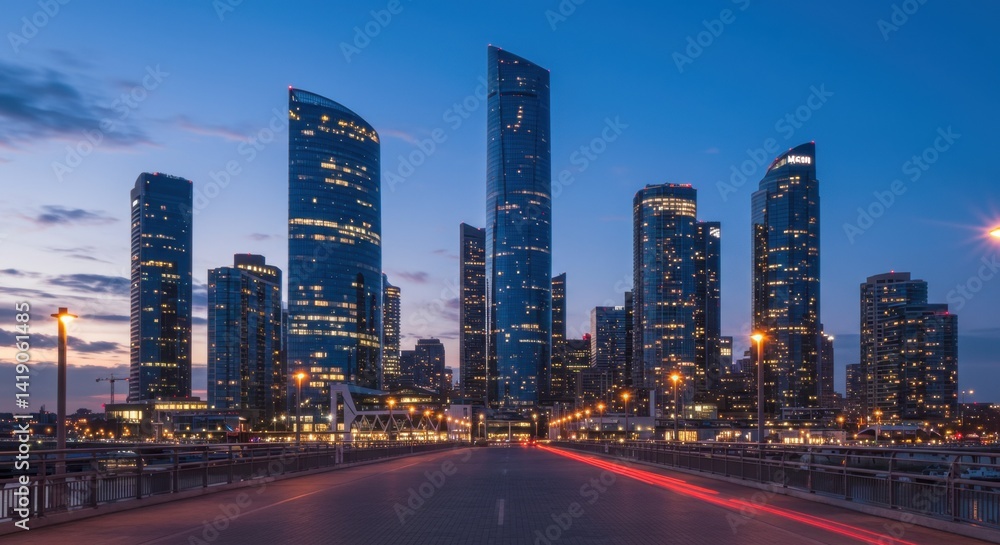 Modern City Skyline at Twilight Modern City Skyline at Twilight
