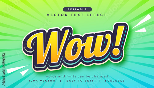 3d yellow wow text effect editable template