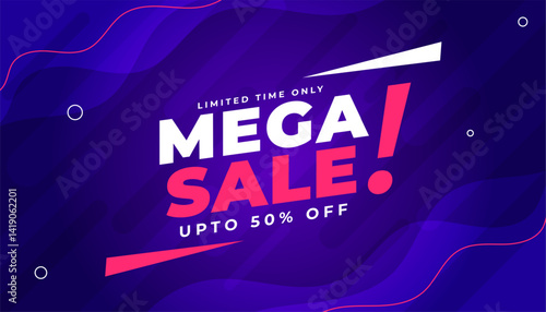 mega sale offer banner get 50 percent off for limited time