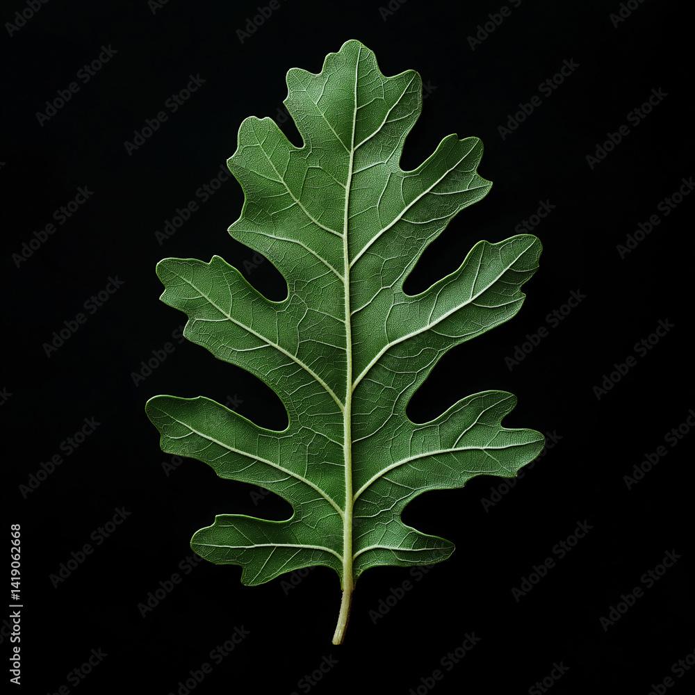 Fototapeta premium isolated green leaf with black background.