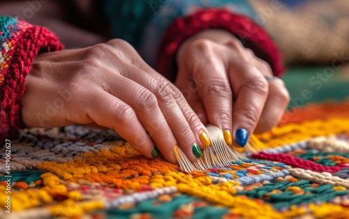 Vibrant Hand Weaving: A Colorful Tapestry of Tradition , winter essence photo series
