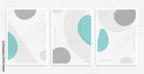 retro style boho pattern poster with abstract lines in set