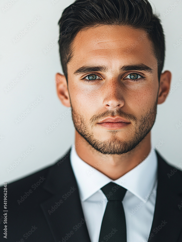 Business man on clean background, close up portrait of a smiling man in a suit Business man on clean background, close up portrait of a smiling man in a suit
