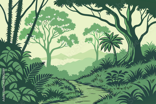 jungle background for video vector illustration.
