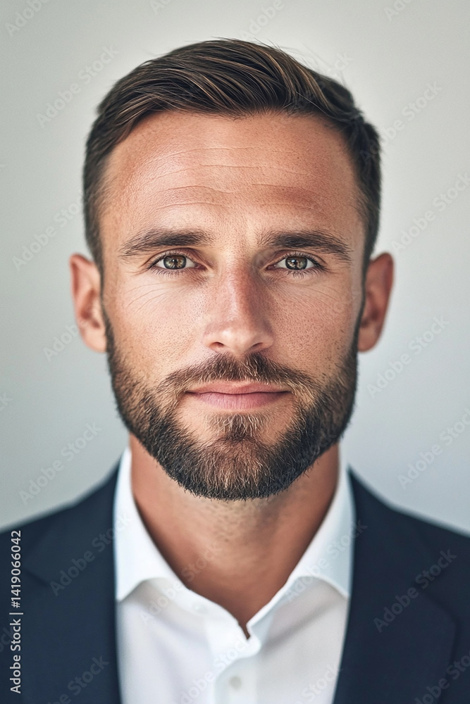 Business man on clean background, close up portrait of a smiling man in a suit Business man on clean background, close up portrait of a smiling man in a suit