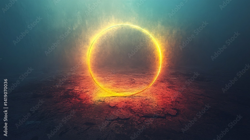 Obraz premium Soothing rainbow ring spinning over faded texture field