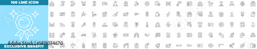 Exclusive Benefit Line Editable Icons set. Vector illustration in modern thin line style of exclusive benefit icons: gift, reward, offer, etc