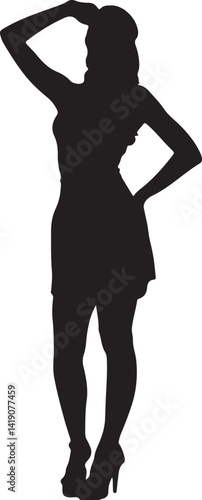 Model woman in a pose vector silhouette